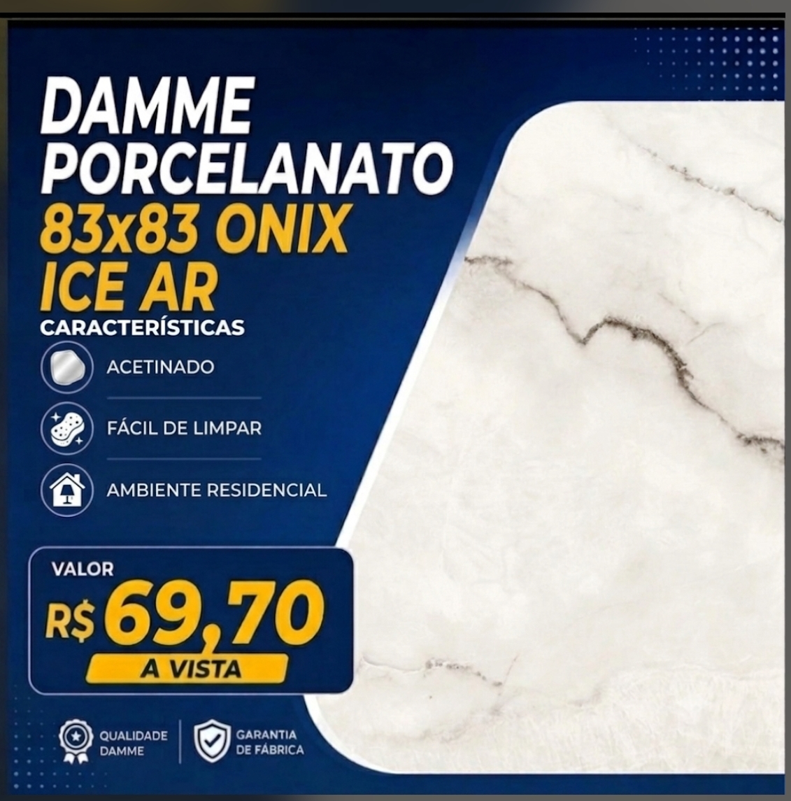 Damme a Porcelanato 83X83 A Onix Ice AR83105