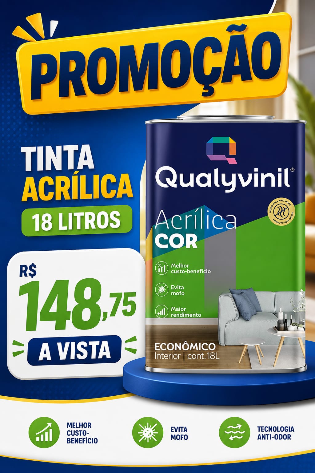 Qualyvinil Tinta Acrílica Interna 18 L