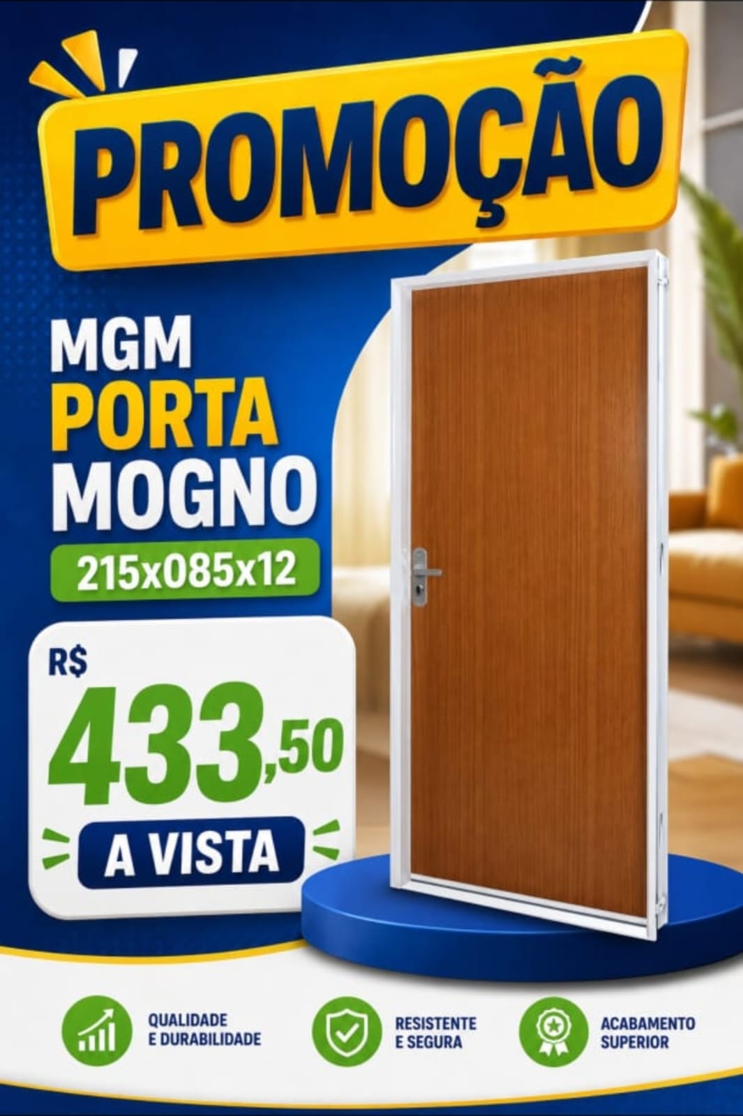 MGM Porta 215X85X12 Mogno Batente Bca