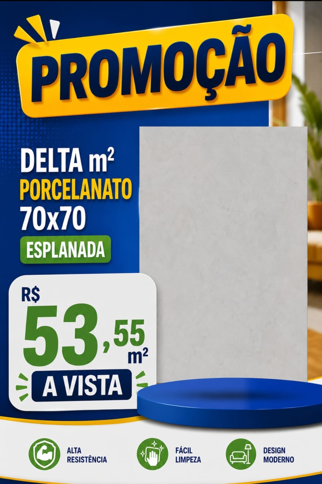 Delta m²Porcelanato 70X70 A Esplanada Act