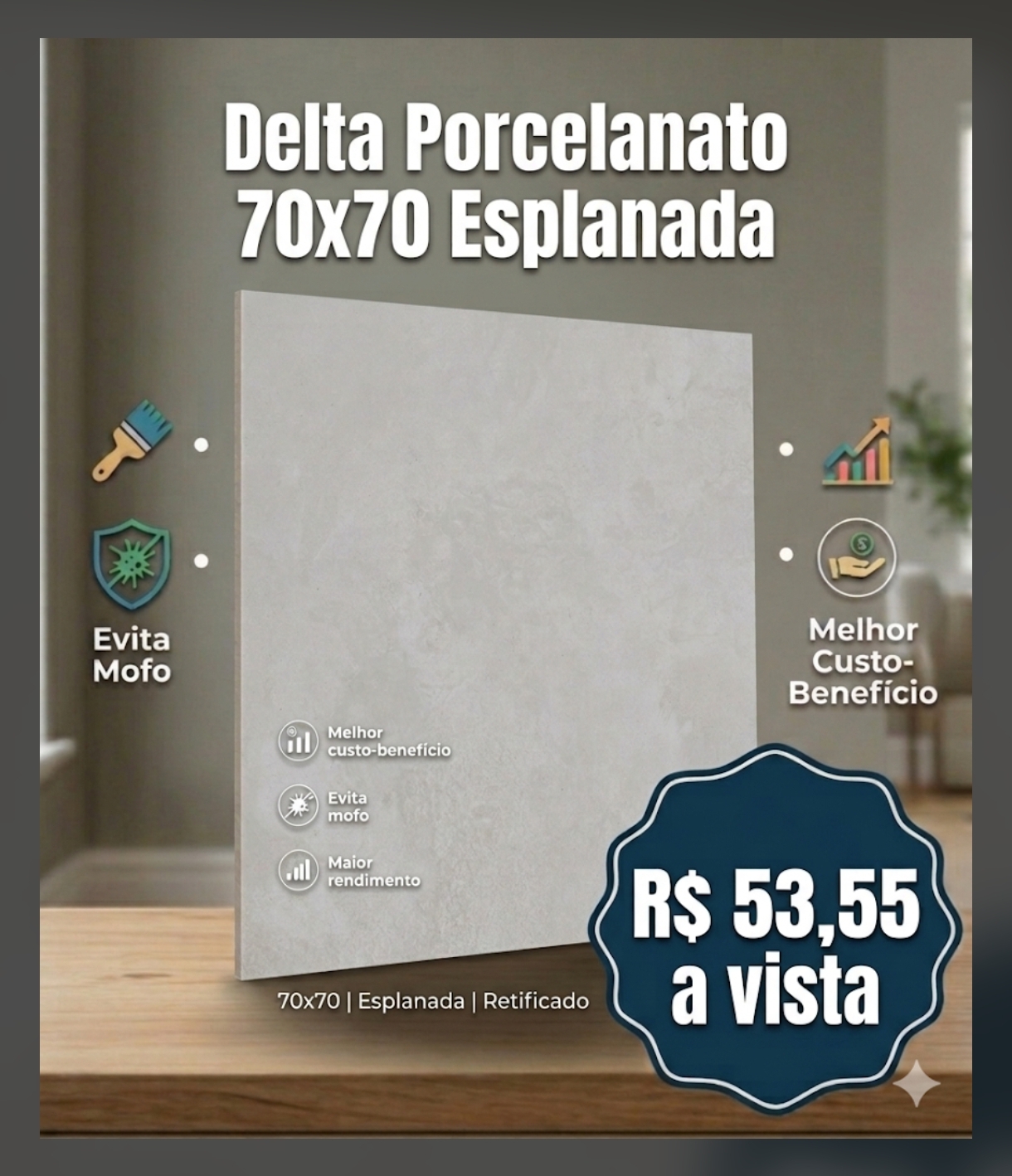 Delta m²Porcelanato 70X70 A Esplanada Act