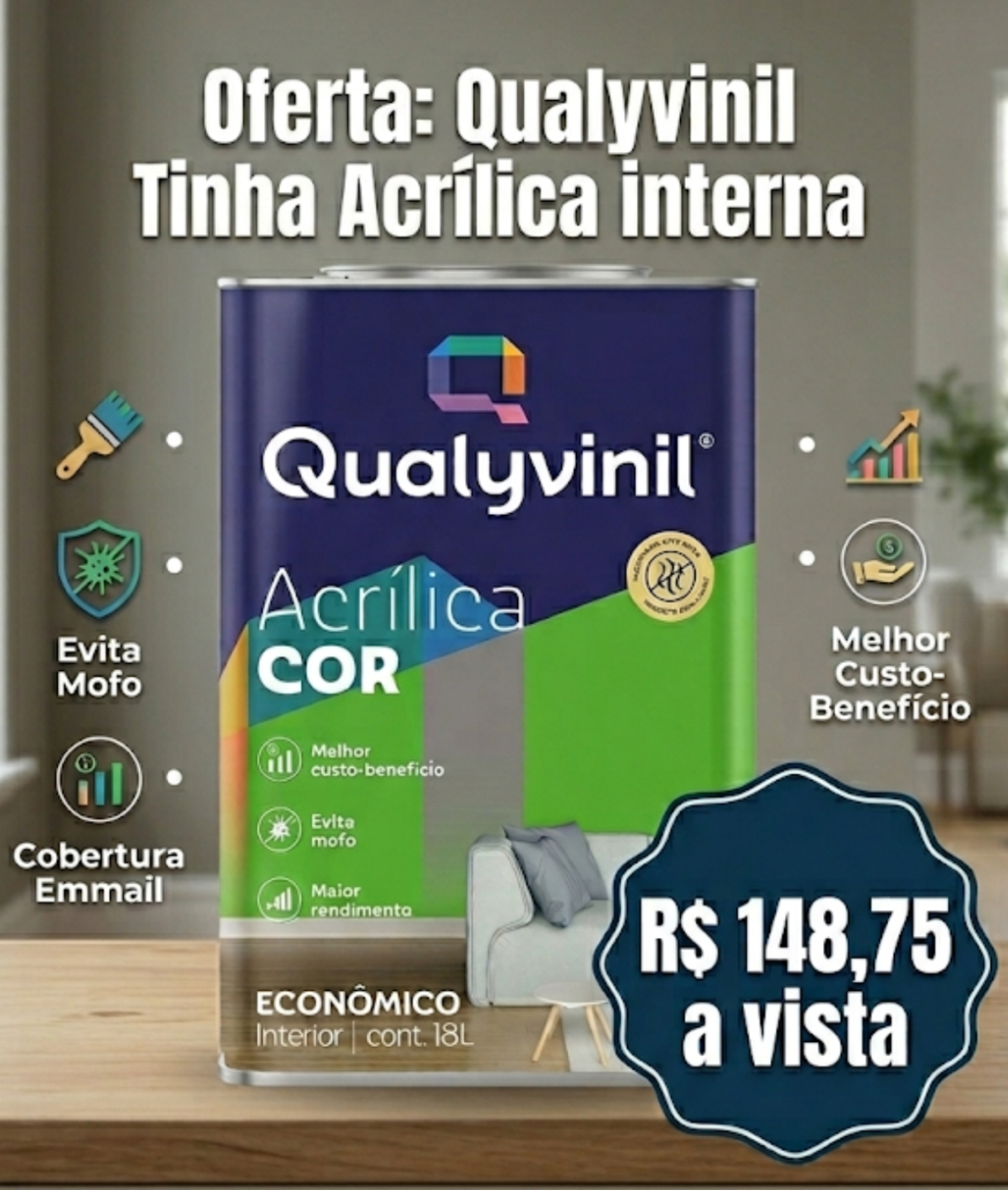 Qualyvinil Tinta Acrílica Interna 18 L