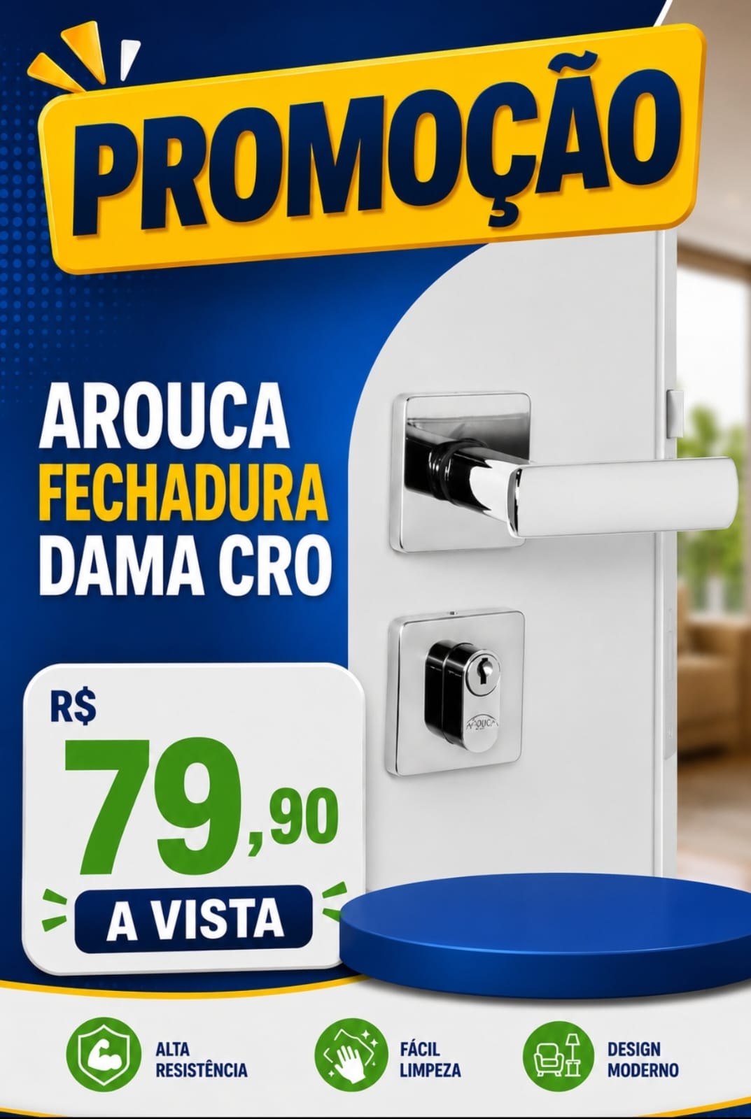 Arouca Fechadura Externa  Dama Cro - 1080901/40 Z ZC