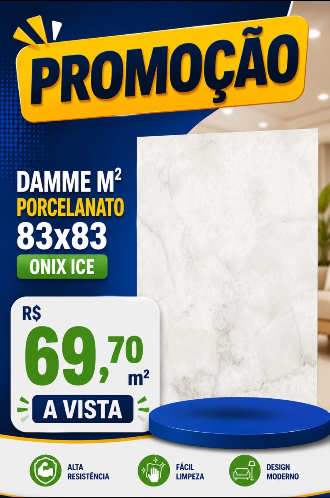 Damme Porcelanato 83X83 A AR-83105 ONIX ICE